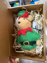 Load image into Gallery viewer, Handmade Felted Mouse In Christmas Outfits In A Book