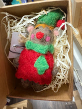 Load image into Gallery viewer, Handmade Felted Mouse In Christmas Outfits In A Book