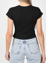 Load image into Gallery viewer, Ribbed Fitted Tee Black - Brunette The Label