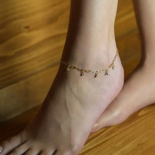 Load image into Gallery viewer, Canari: Mini Paper-Clip Chain Anklet with Satellite Zirconia Charms