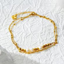 Load image into Gallery viewer, Marenta Lg: Gilded Harmony Chain Anklet with Gold Beads and Freshwater Pearls