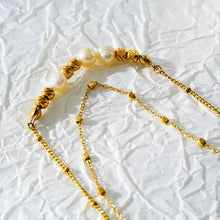 Load image into Gallery viewer, Marenta Lg: Gilded Harmony Chain Anklet with Gold Beads and Freshwater Pearls