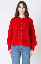 Load image into Gallery viewer, Crewneck Textured Cardigan - Candy Red