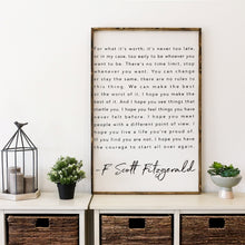 Load image into Gallery viewer, F Scott Fitzgerald Wood Sign