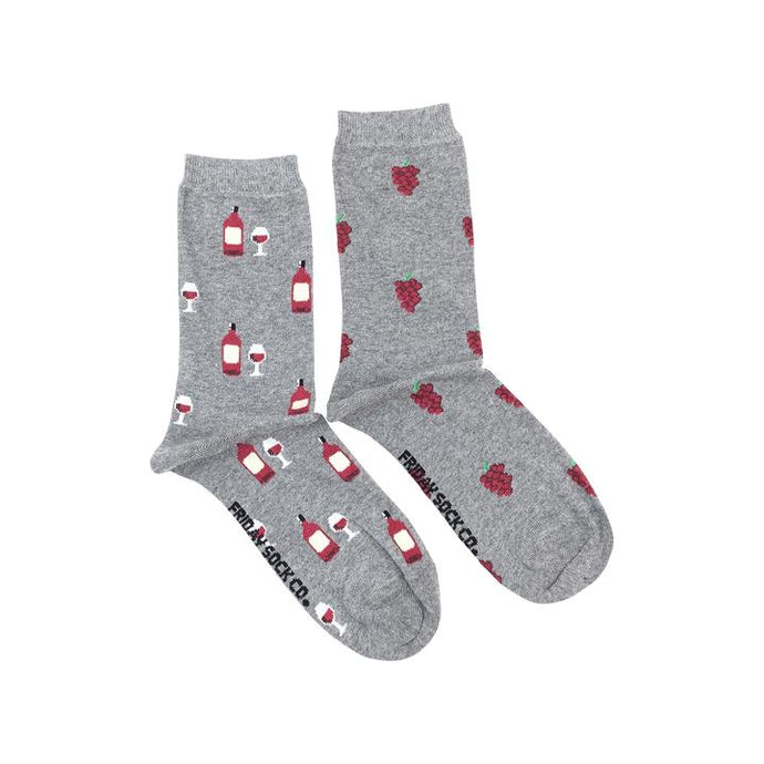 Women's Red Wine and Grapes socks - Friday Sock Co.