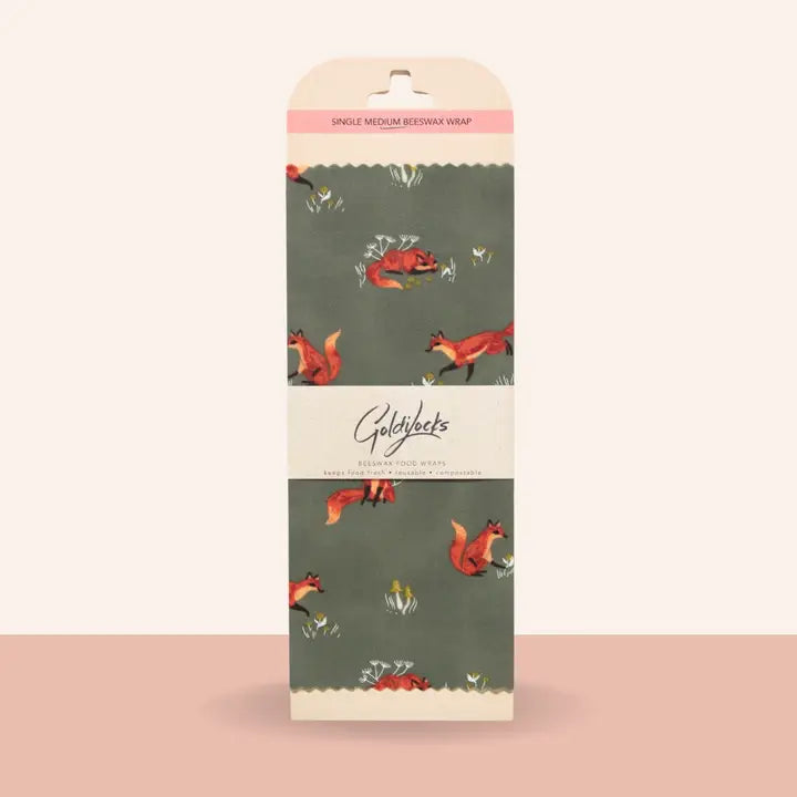 Goldilocks Beeswax Food Wraps - Medium Single Sheet - Foxes