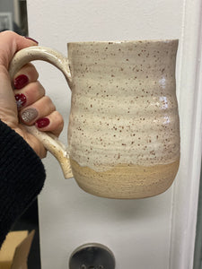 Large Speckled White Pottery Mug