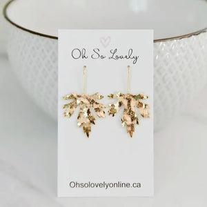 Margaret Maple Leaf Drop Earrings - Yellow Gold - Oh So Lovely