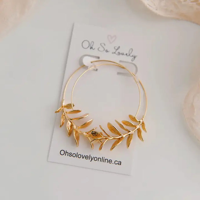 Daphne Large Floral Hoops - Gold - Oh So Lovely