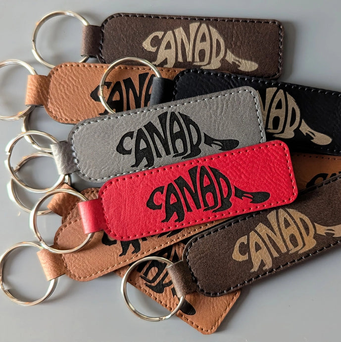 Canada Beaver Typography Keychain- red
