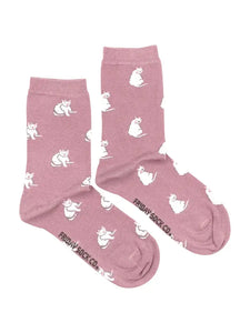 Womens White Cat Socks - Friday Sock Co.