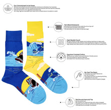 Load image into Gallery viewer, Men&#39;s Shark &amp; Surfboard Purposefully Mismatched Socks - Friday Sock Co.