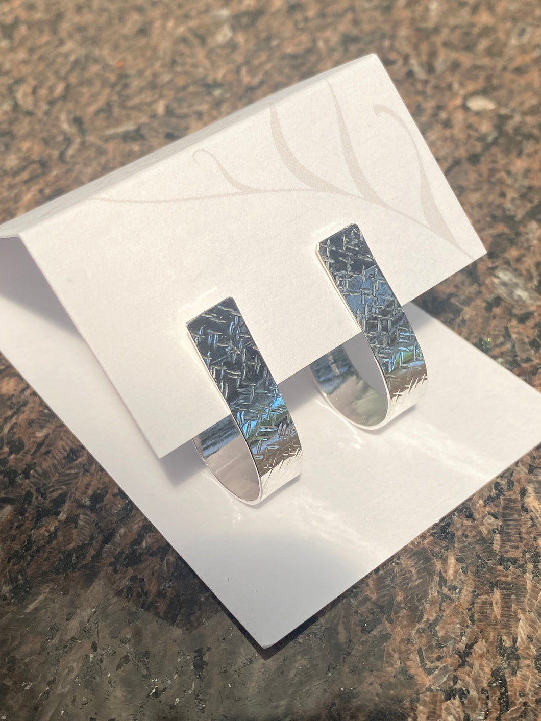Large Hammered Teardrop Broad Hoop Earrings - Elements Gallery
