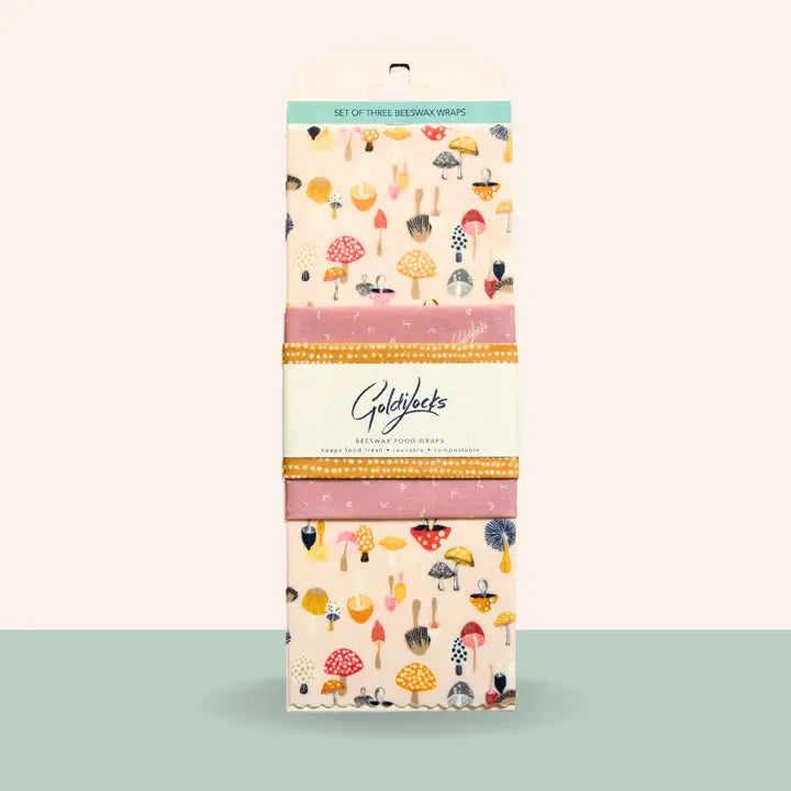 Goldilocks 3 Pack Beeswax Wrap - Blush Mushroom Set