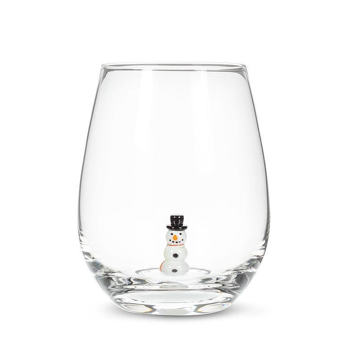 Snowman Icon Stemless Wine Glass