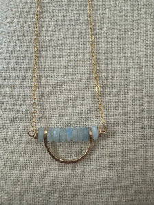 Half Moon Necklace with Precious Beads - Gold Filled