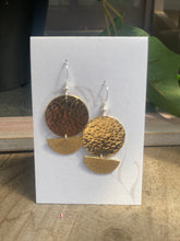 Load image into Gallery viewer, Brass Moon Disc Hammered Earrings - Elements Gallery