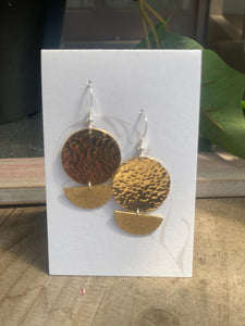 Brass Moon Disc Hammered Earrings - Elements Gallery