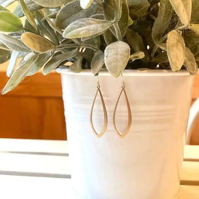 Gold Plated Hollow Marquis Earrings
