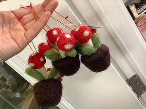 Felt Potted Mushroom Trio Ornaments