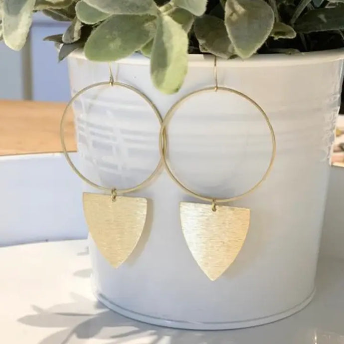 Large Hoop with Pyramid Earrings