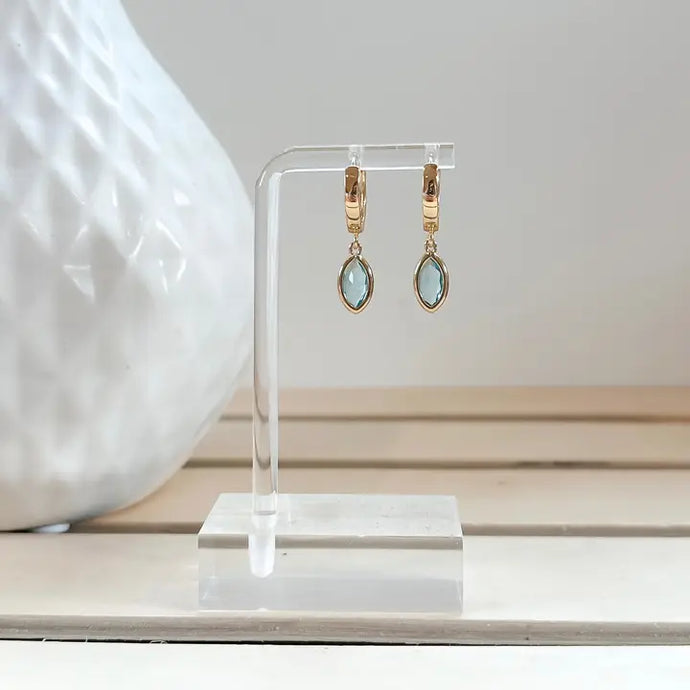 Huggie with Light Blue Crystal Charm Earrings