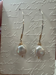 Large Coin Pearl Earrings