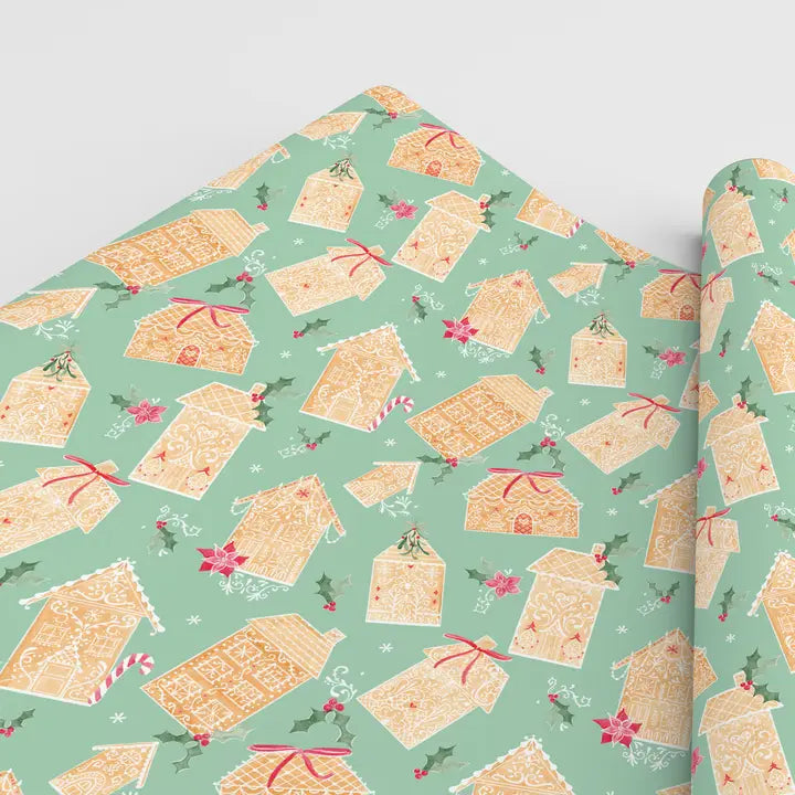 Green Gingerbread Land Gift Wrap