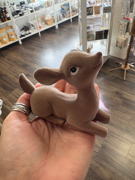 Flocked Resin Sitting Fawn Ornament