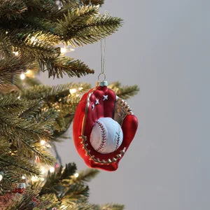 Baseball Glove Ornament - Red