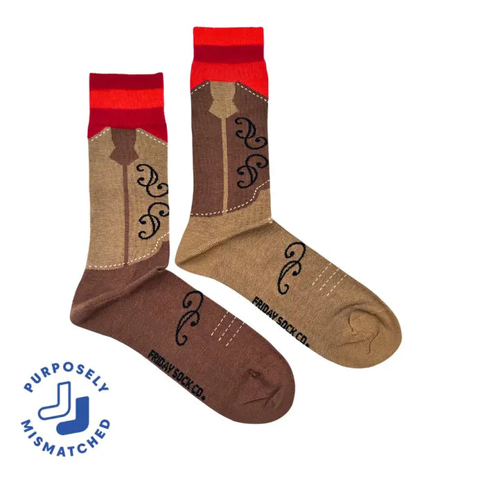 Cowboy Boot Purposely Mismatched Socks - Friday Sock Co.