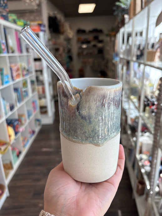 Coastal Dusk Pottery Straw Cup