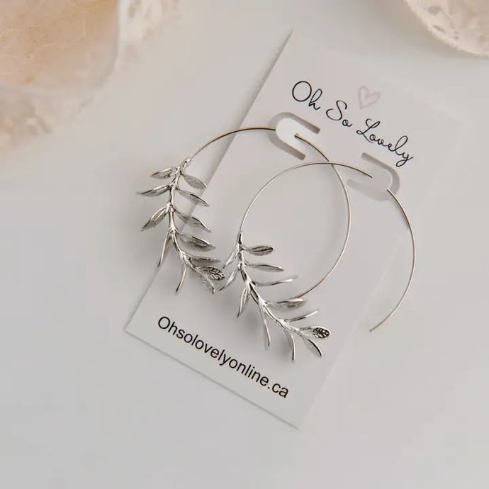 Daphne Large Floral Hoops - Silver - Oh So Lovely