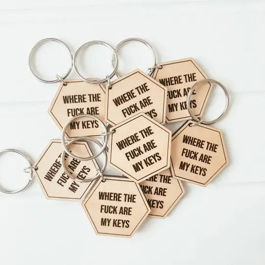 Where Are My Keys Wooden Keychain