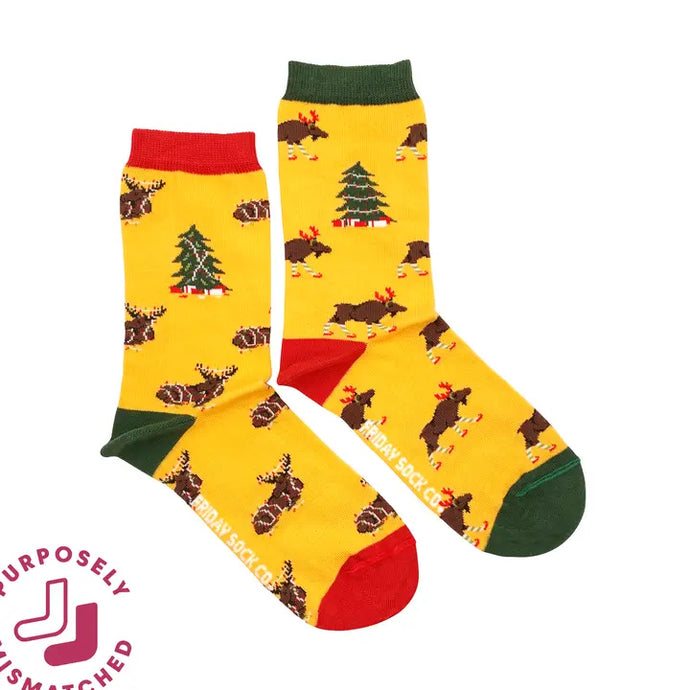 Women's Christmas Moose Socks - Friday Sock Co.