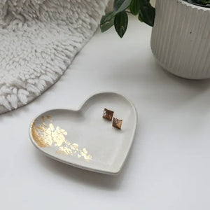 Heart with Gold Accent Concrete Jewelry Tray