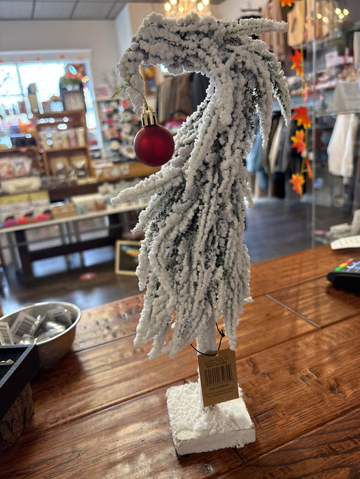 Faux Evergreen Tree w/ Red Ball Ornament