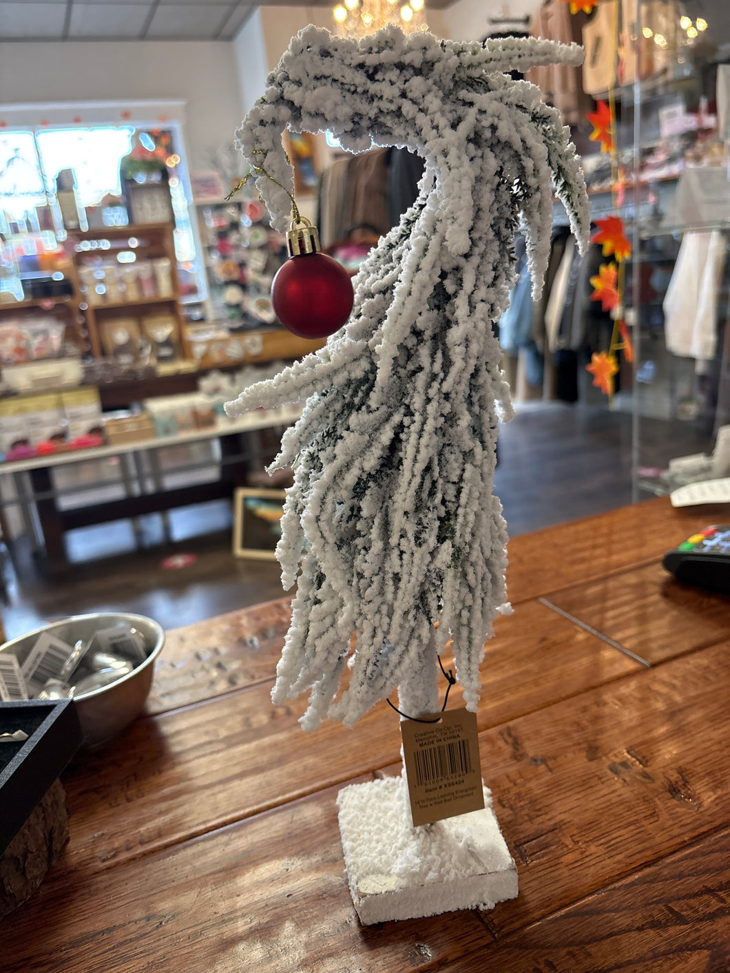 Faux Evergreen Tree w/ Red Ball Ornament