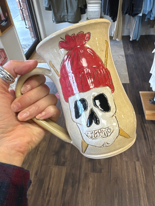 Keep Knitting Skull Mug  - Funky Fungus Pottery