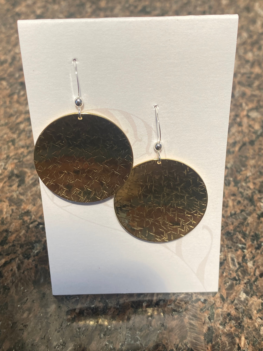 Medium Brass Full Circle Stamped Earrings - Elements Gallery