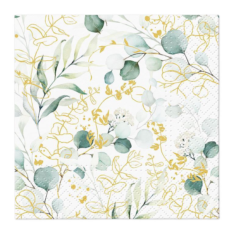 Cocktail Golden Eucalyptus Napkins- Pack of 20