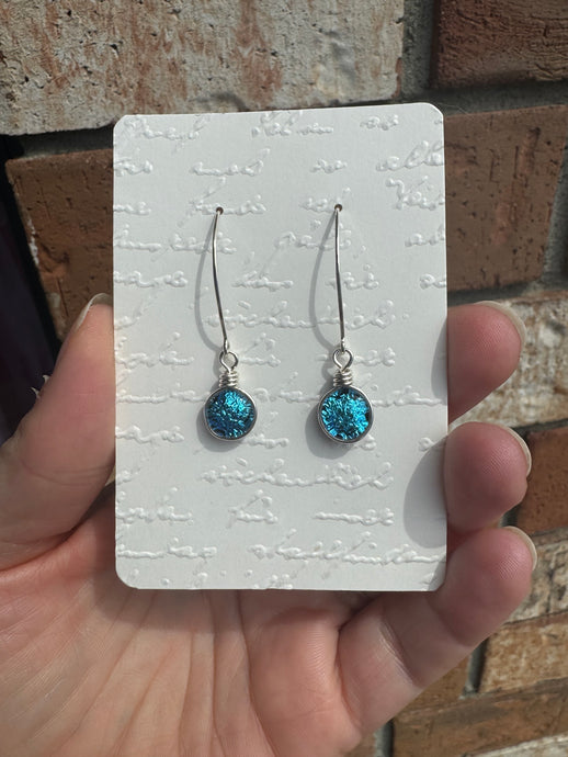 Dichroic Glass Silver Earring
