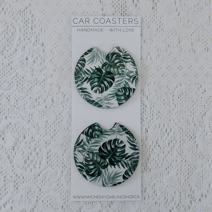 Monstera Car Coaster Set of 2
