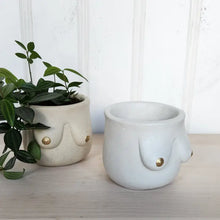 Load image into Gallery viewer, Golden Boob Concrete Indoor Plant Pot - White