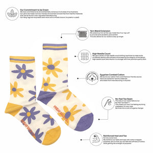 Women's Purple & Yellow Flower Socks - Friday Sock Co.