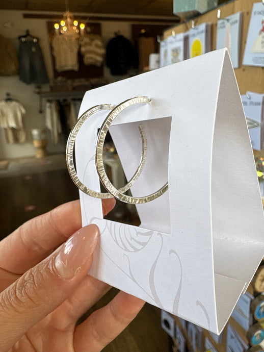 Thin Sterling Silver Hoop Earrings - Elements Gallery