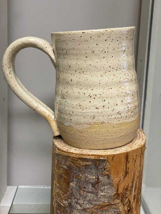 Large Speckled White Pottery Mug