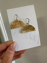Load image into Gallery viewer, Brass Half Circle Hammered Earrings - Elements Gallery