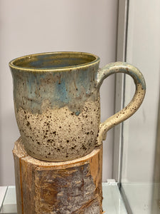 Large Blue and Speckled Rustic Pottery Mug