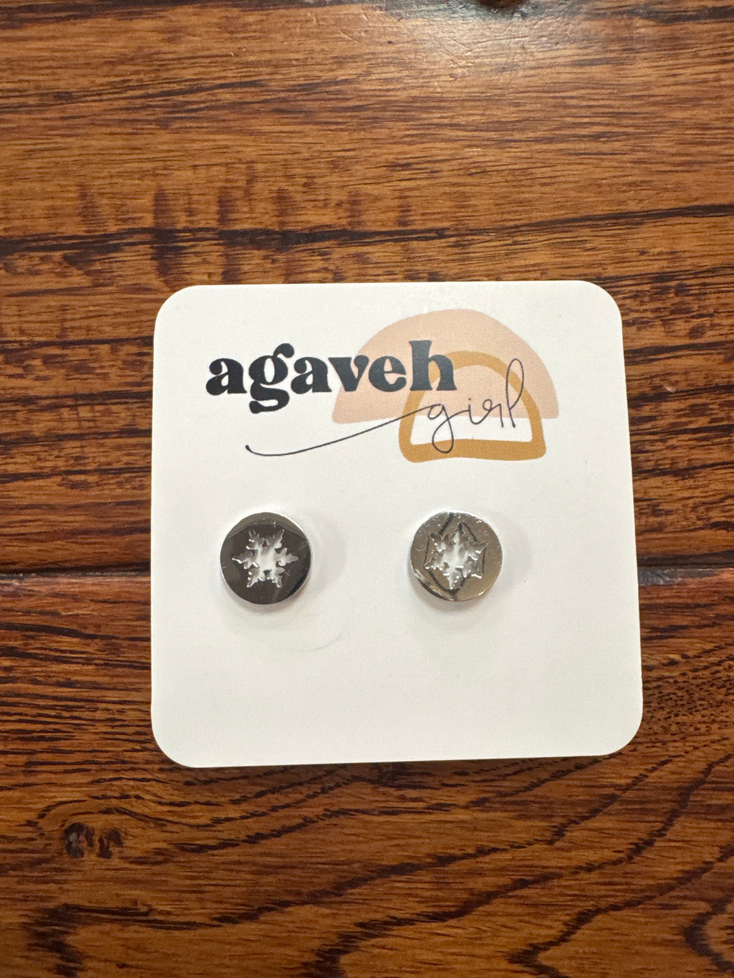 Silver Circle Snowflake Earrings - Agaveh Girl